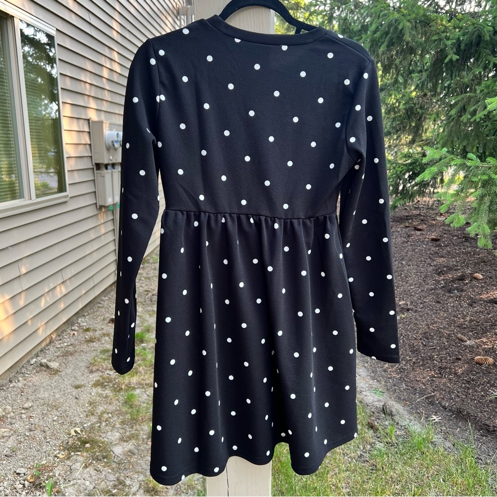 SHEIN Long Sleeve Polka Dot Midi Dress - Picture 2 of 3